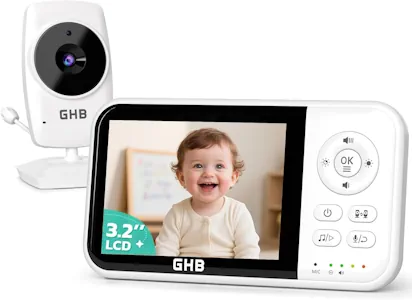 GHB Babyphone mit Kamera Baby Monitor 3,2 Zoll Weiß 