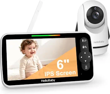 HelloBaby 6 Zoll Babyphone mit Kamera, Babyfon ohne WLAN mit 4000-mAh-Akku 