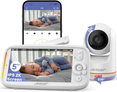 2K/3MP WLAN Babyphone mit Kamera App, 5-Zoll-IPS Baby Monitor, 360° 